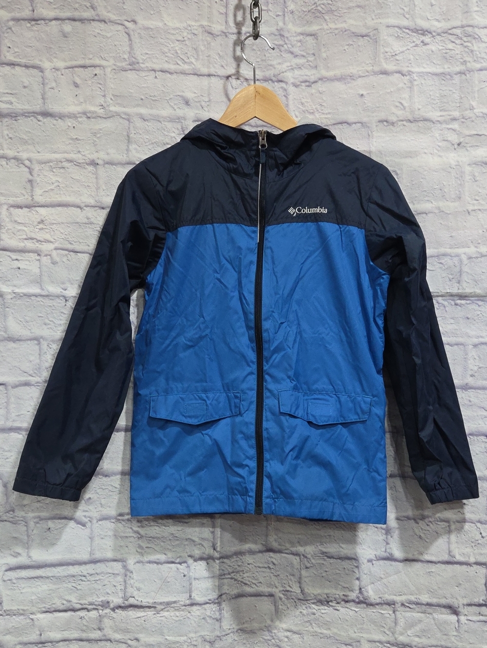 Columbia Kids Navy and Bright Blue Hooded Raincoat